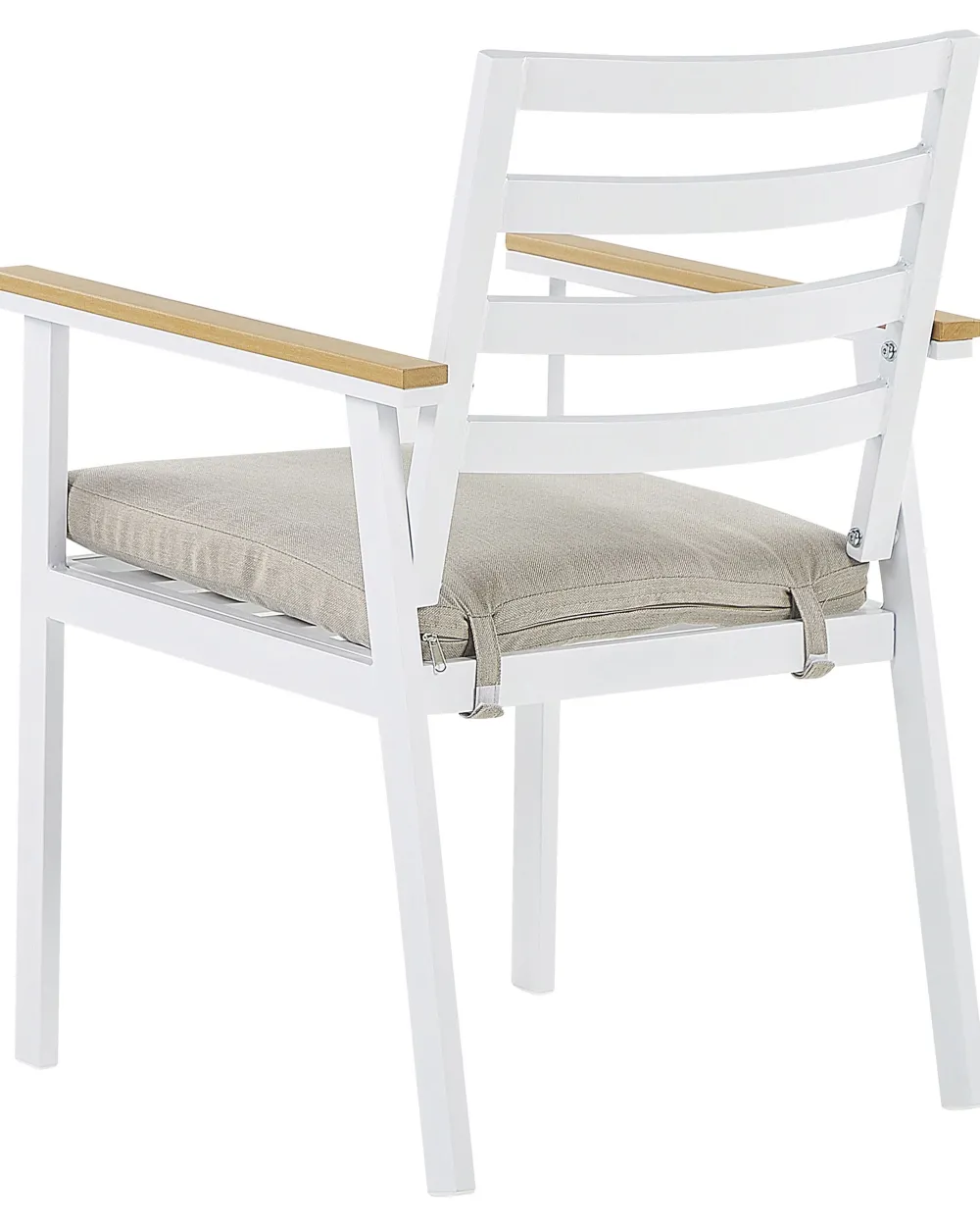 Cheap Beliani Valkoinen 4 Kpl Puutarhatuolisetti Beigeilla Tyynyilla Cavoli