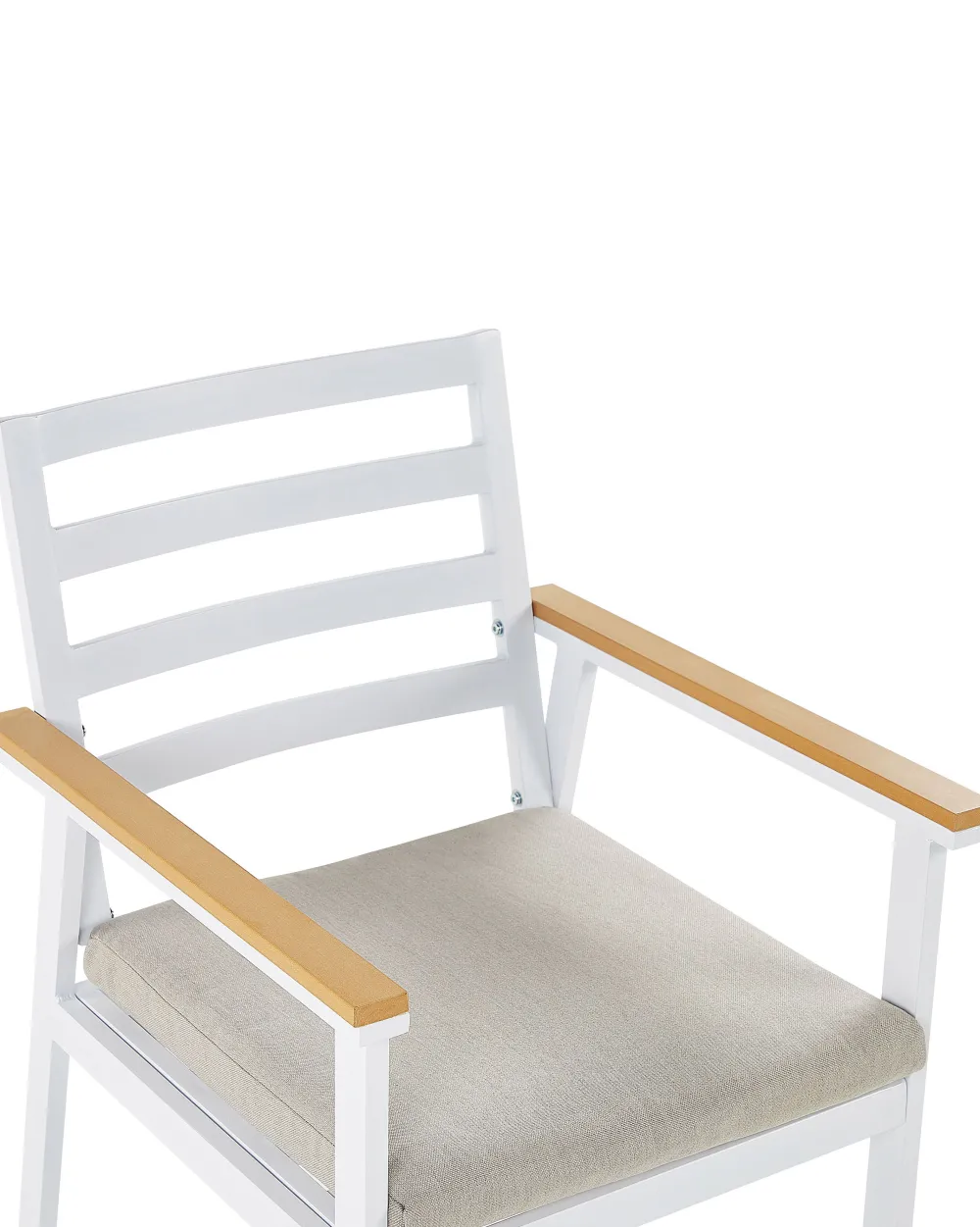 Cheap Beliani Valkoinen 4 Kpl Puutarhatuolisetti Beigeilla Tyynyilla Cavoli