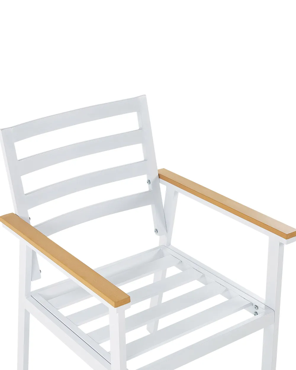 Cheap Beliani Valkoinen 4 Kpl Puutarhatuolisetti Beigeilla Tyynyilla Cavoli