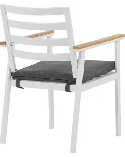 Ulkokalusteet<Beliani Valkoinen 4 Kpl Puutarhatuolisetti Tummanharmailla Tyynyilla Cavoli