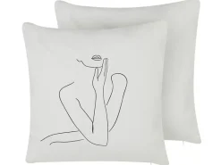 Tekstiilit<Beliani Valkoinen Koristetyyny Setti 2 Kpl 45 X 45 Cm Meadowfoam