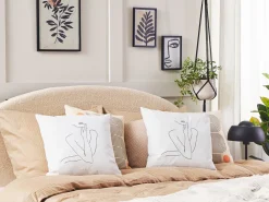 Tekstiilit<Beliani Valkoinen Koristetyyny Setti 2 Kpl 45 X 45 Cm Meadowfoam