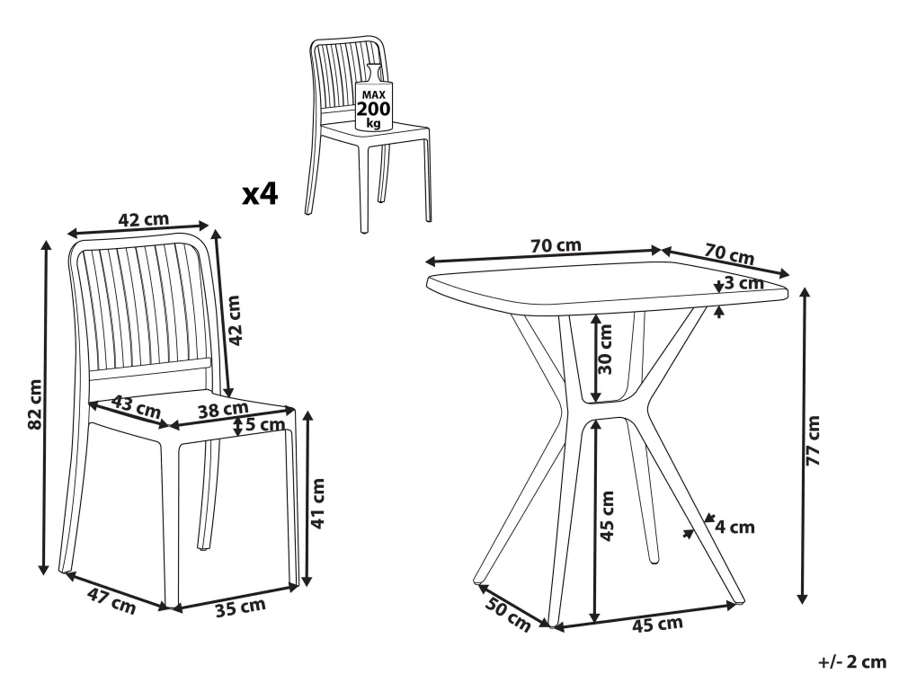 Cheap Beliani Valkosininen 4-Istuttava Ulkoruokailuryhma Sersale