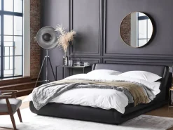 Flash Sale Beliani Vesisanky Nahka Musta 180 X 200 Cm Avignon