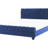 Sängyt<Beliani Vesisanky Sametti Laivastonsininen 180 X 200 Cm Avallon