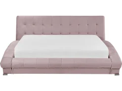 Sängyt<Beliani Vesisanky Sametti Vaaleanpunainen 160 X 200 Cm Lille
