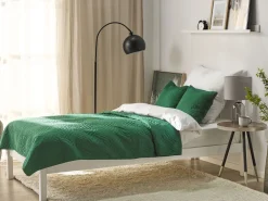 Discount Beliani Vihrea Kohokuvioitu Paivapeittosetti 140 X 210 Cm Babak