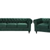 Discount Beliani Vihrea Samettiverhoiltu Sohvaryhma Chesterfield