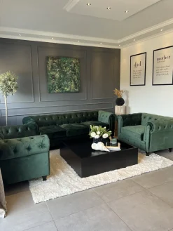 Discount Beliani Vihrea Samettiverhoiltu Sohvaryhma Chesterfield