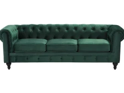 Discount Beliani Vihrea Samettiverhoiltu Sohvaryhma Chesterfield