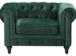 Discount Beliani Vihrea Samettiverhoiltu Sohvaryhma Chesterfield