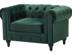 Discount Beliani Vihrea Samettiverhoiltu Sohvaryhma Chesterfield