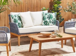 Sale Beliani Vihrea Ulkotyynysetti Peikonlehtikuviolla 45 X 45 Cm 2 Kpl Pouliana