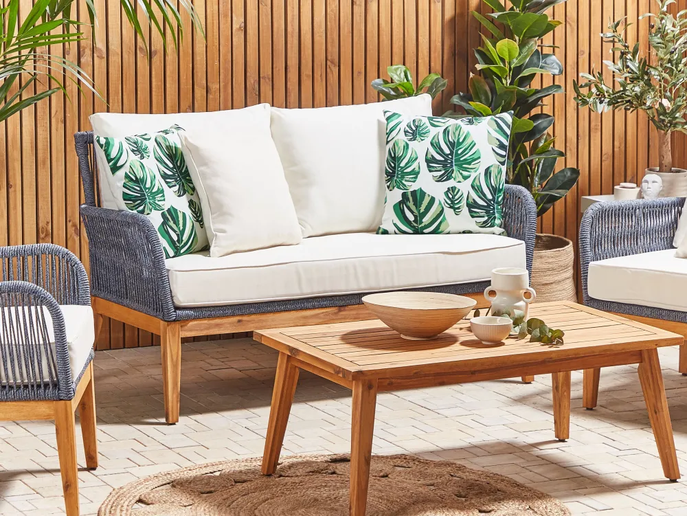 Sale Beliani Vihrea Ulkotyynysetti Peikonlehtikuviolla 45 X 45 Cm 2 Kpl Pouliana