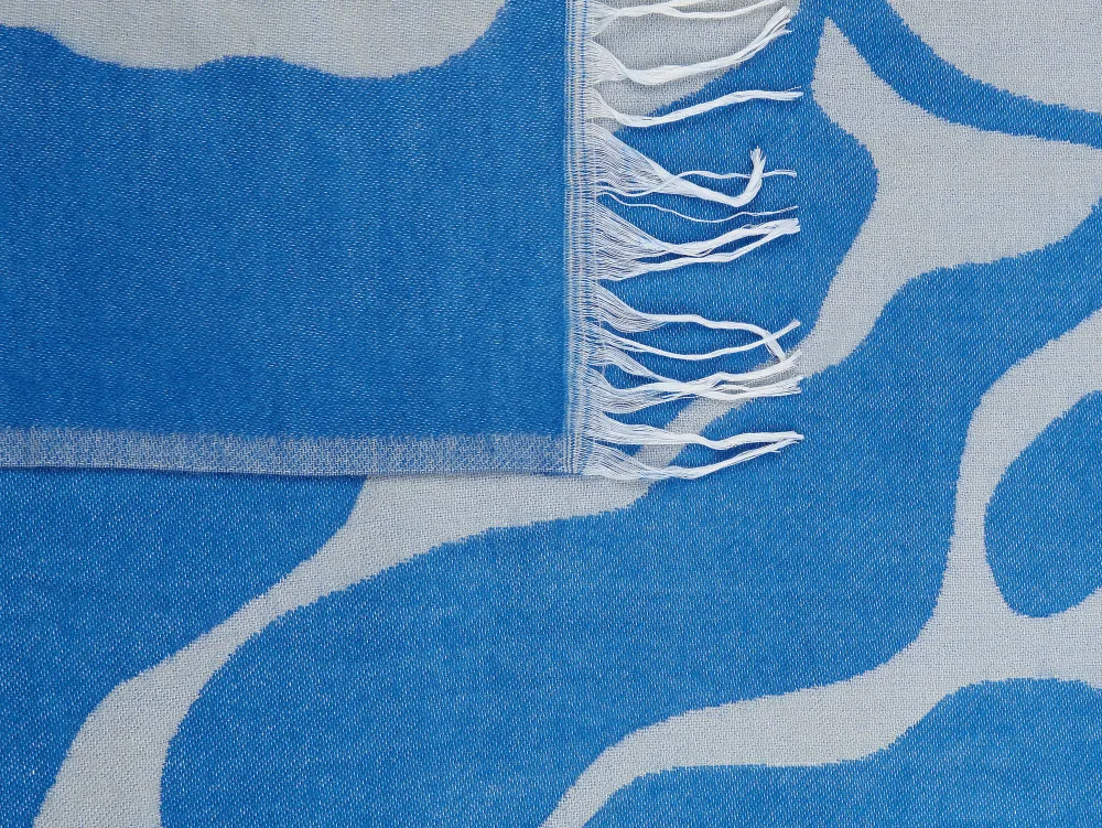 Sale Beliani Viltti Akryyli Valkoinen/Sininen 130 X 170 Cm Kihun