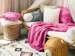 Best Sale Beliani Viltti Puuvilla Vaaleanpunainen 125 X 150 Cm Khari