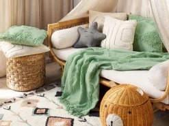 Tekstiilit<Beliani Viltti Puuvilla Vihrea 125 X 150 Cm Khari