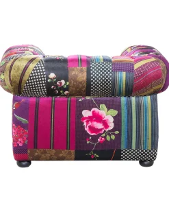 Nojatuolit<Beliani Violetti Kangasverhoiltu Nojatuoli Tilkkutakkikuviolla Chesterfield