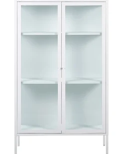 Säilytys<Beliani Vitriinikaappi Teras 2 Ovea 3 Hyllya Valkoinen Nash