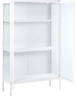 Säilytys<Beliani Vitriinikaappi Teras 2 Ovea 3 Hyllya Valkoinen Nash