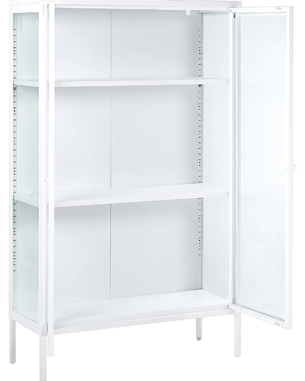 Säilytys<Beliani Vitriinikaappi Teras 2 Ovea 3 Hyllya Valkoinen Nash