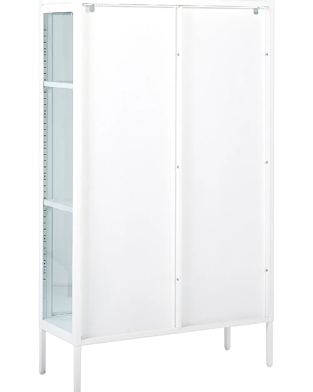 Säilytys<Beliani Vitriinikaappi Teras 2 Ovea 3 Hyllya Valkoinen Nash