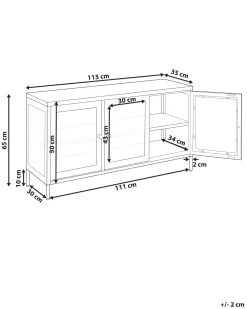 Säilytys<Beliani Vitriinikaappi Teras 3 Ovea 2 Hyllya Valkoinen Newport