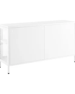 Säilytys<Beliani Vitriinikaappi Teras 3 Ovea 2 Hyllya Valkoinen Newport