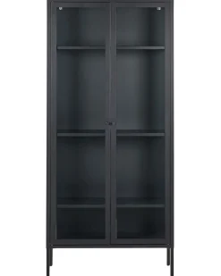 Säilytys<Beliani Vitriinikaappi Teras 2 Ovea 4 Hyllya Musta Harty