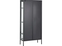 Säilytys<Beliani Vitriinikaappi Teras 2 Ovea 4 Hyllya Musta Harty
