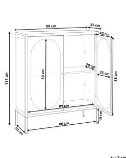 Säilytys<Beliani Vitriinikaappi Teras 2 Ovea 2 Hyllya Musta Sarre
