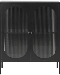 Säilytys<Beliani Vitriinikaappi Teras 2 Ovea 2 Hyllya Musta Sarre