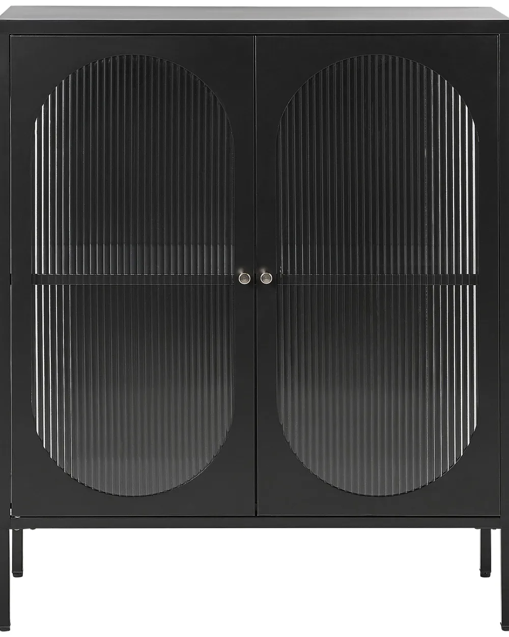 Säilytys<Beliani Vitriinikaappi Teras 2 Ovea 2 Hyllya Musta Sarre