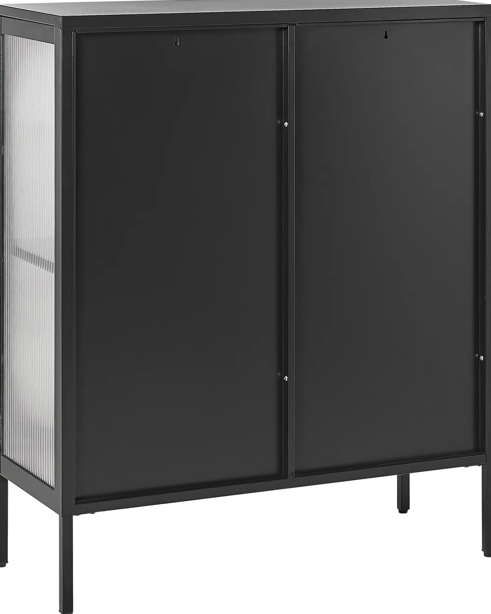 Säilytys<Beliani Vitriinikaappi Teras 2 Ovea 2 Hyllya Musta Sarre