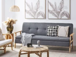 Best Sale Beliani Vuodesohva Kankainen Harmaa Tjorn