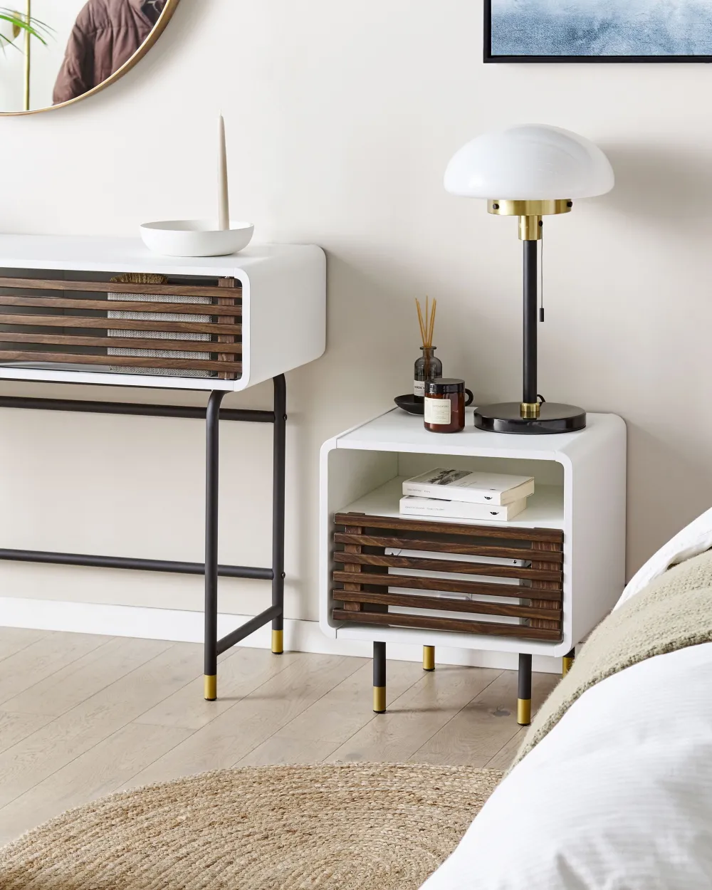 Hot Beliani Yopoyta Kaappi Hylly Valkoinen/Tumma Puu Rifle