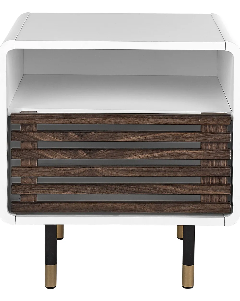 Hot Beliani Yopoyta Kaappi Hylly Valkoinen/Tumma Puu Rifle