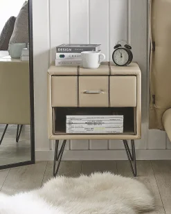 Best Beliani Yopoyta Keinonahka Laatikko Hylly Beige Betin